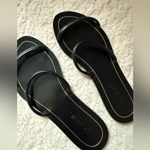 J. Crew Black Double-Strap Slide Sandals